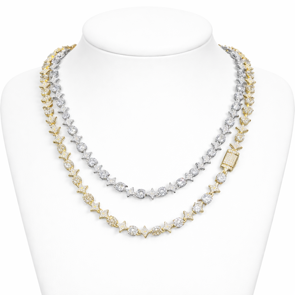 8MM STAR Moissanite Tennis Chain 14K Gold