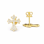 Cross Moissanite Earrings 14K Gold