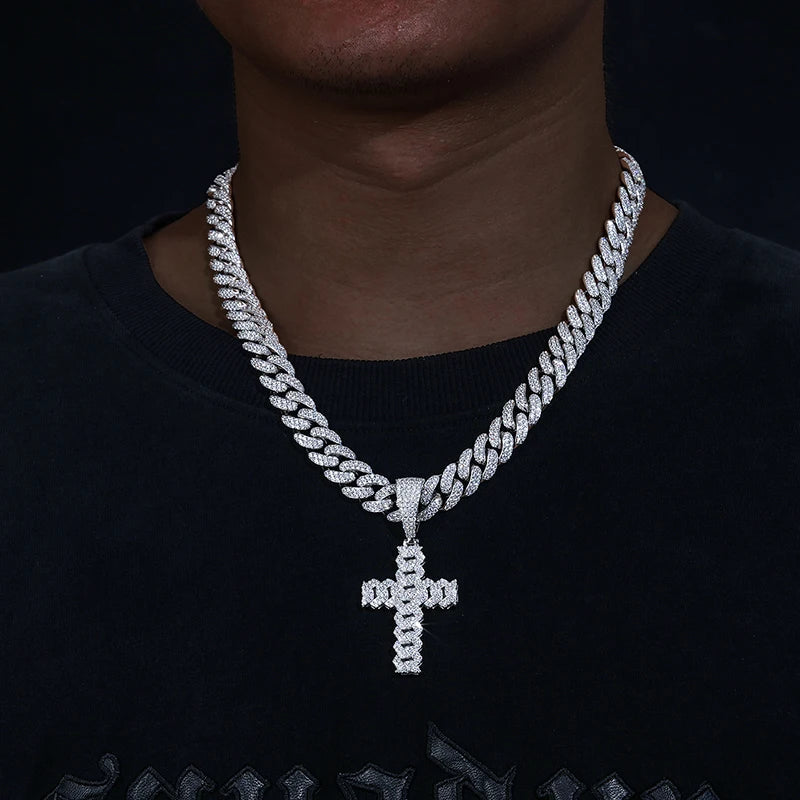 Moissanite Cross Pendant 18K Gold
