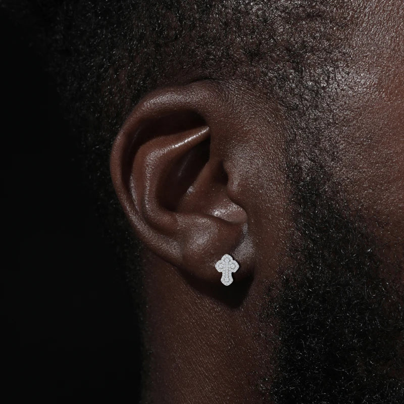 Medium Cross Moissanite Earrings 14K Gold