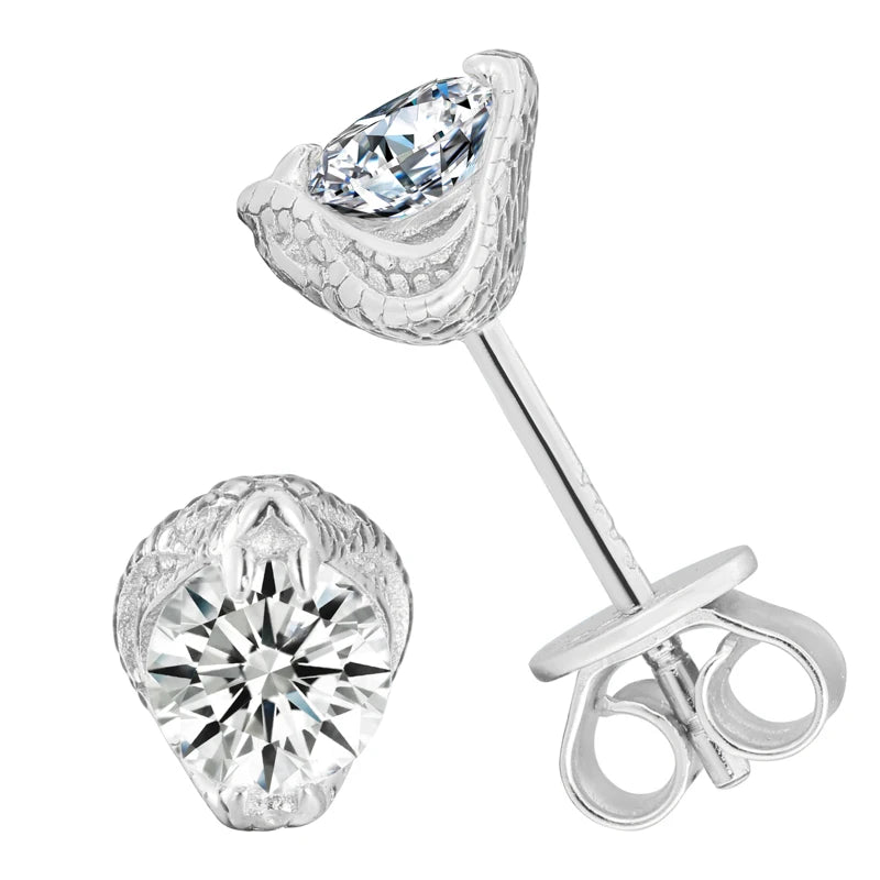 Moissanite Snake Stud Earrings 14K Gold
