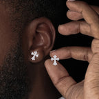 Cross Moissanite Earrings 14K Gold