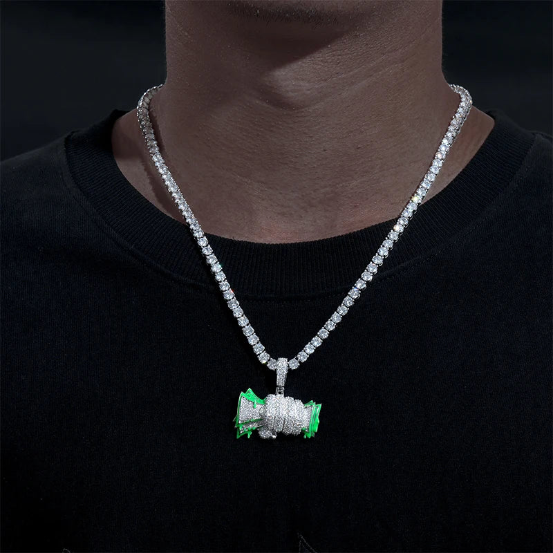 Glowing Fist Dollar Money Bag Pendant