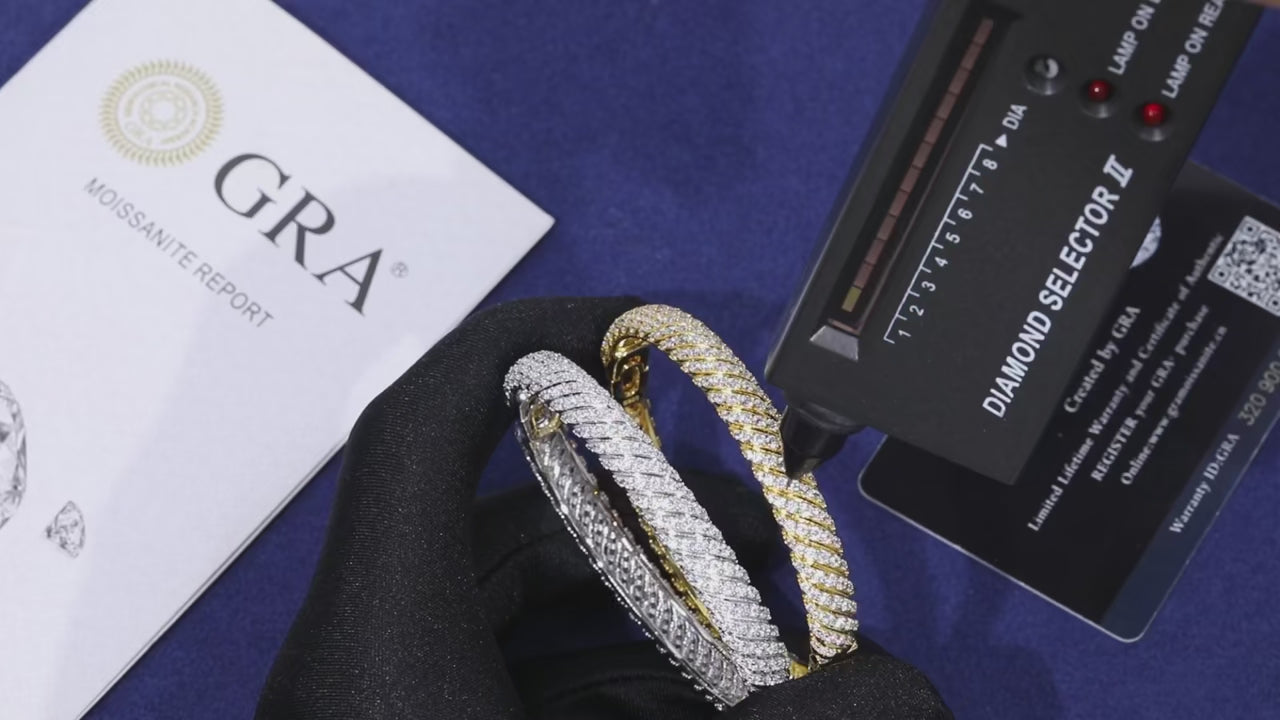 8MM Moissanite Twist Bracelet 14K Gold