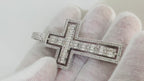 Cross Pendant Double Side Rotatable CZ 14K Gold + Free Rope Chain